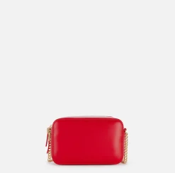 Elisabetta Franchi Strap Bags|Shoulder bag in leather-effect material with metal corners RedPassion