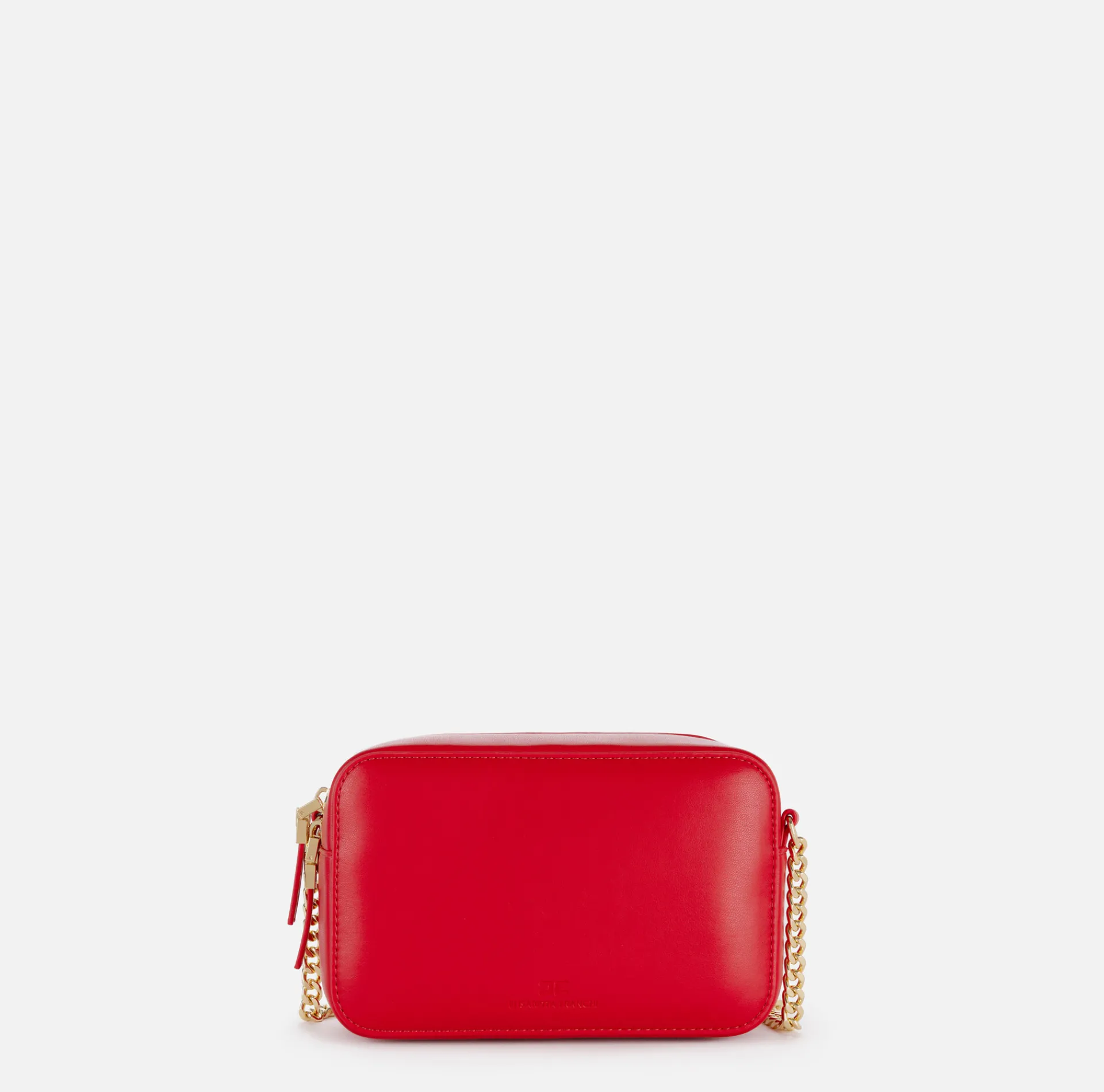 Elisabetta Franchi Strap Bags|Shoulder bag in leather-effect material with metal corners RedPassion