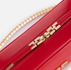 Elisabetta Franchi Strap Bags|Shoulder bag in leather-effect material with metal corners RedPassion