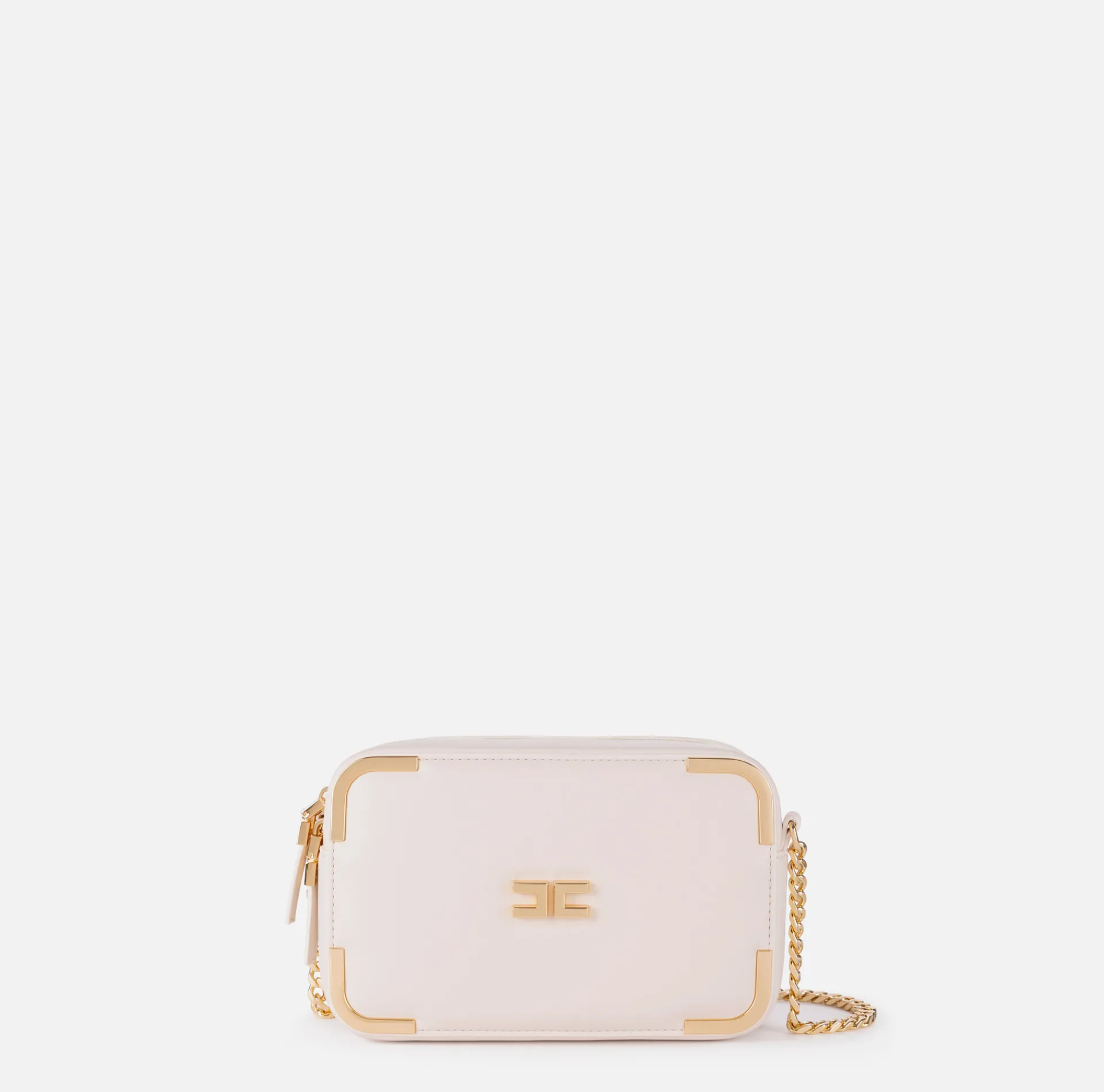 Elisabetta Franchi Strap Bags|Shoulder bag in leather-effect material with metal corners Latex
