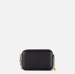 Elisabetta Franchi Strap Bags|Shoulder bag in leather-effect material with metal corners Black