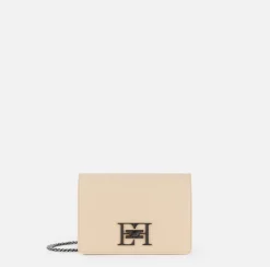 Elisabetta Franchi Strap Bags|Shoulder bag with metal logo turn-lock Cream
