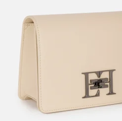 Elisabetta Franchi Strap Bags|Shoulder bag with metal logo turn-lock Cream