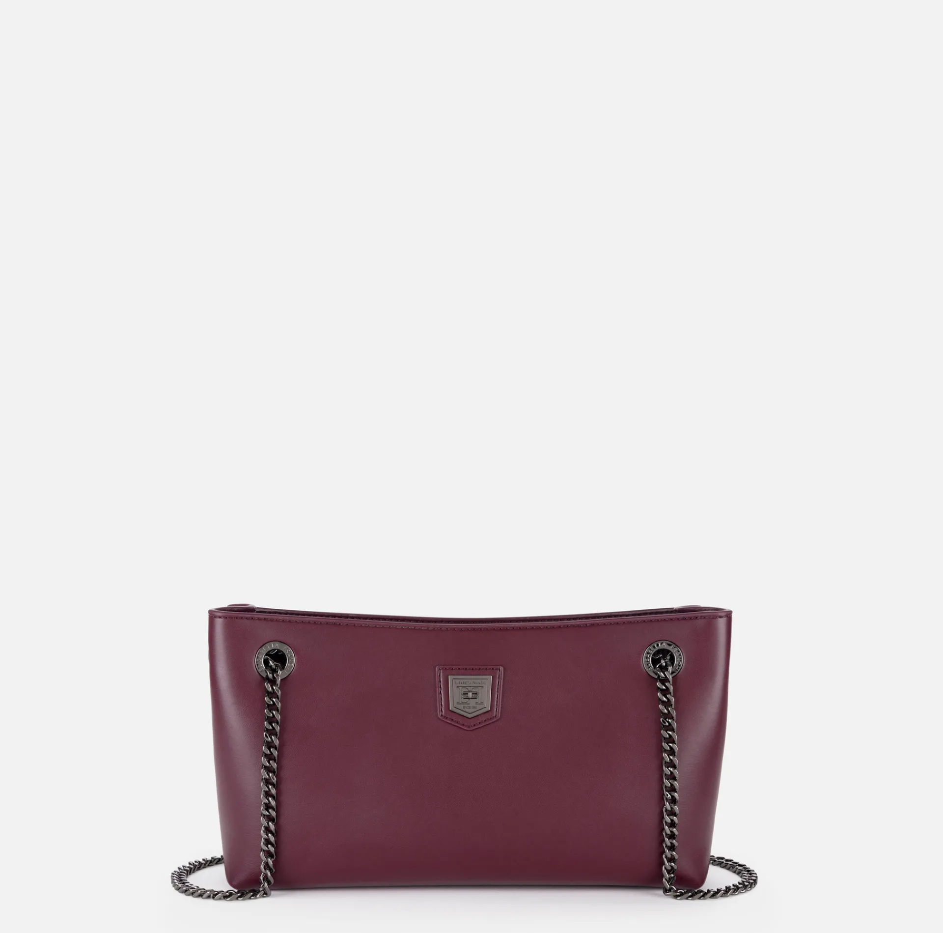 Elisabetta Franchi Shoulder Bags|Shoulder bag with silver metal shield RougeNoir
