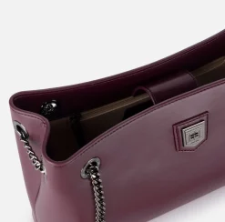 Elisabetta Franchi Shoulder Bags|Shoulder bag with silver metal shield RougeNoir