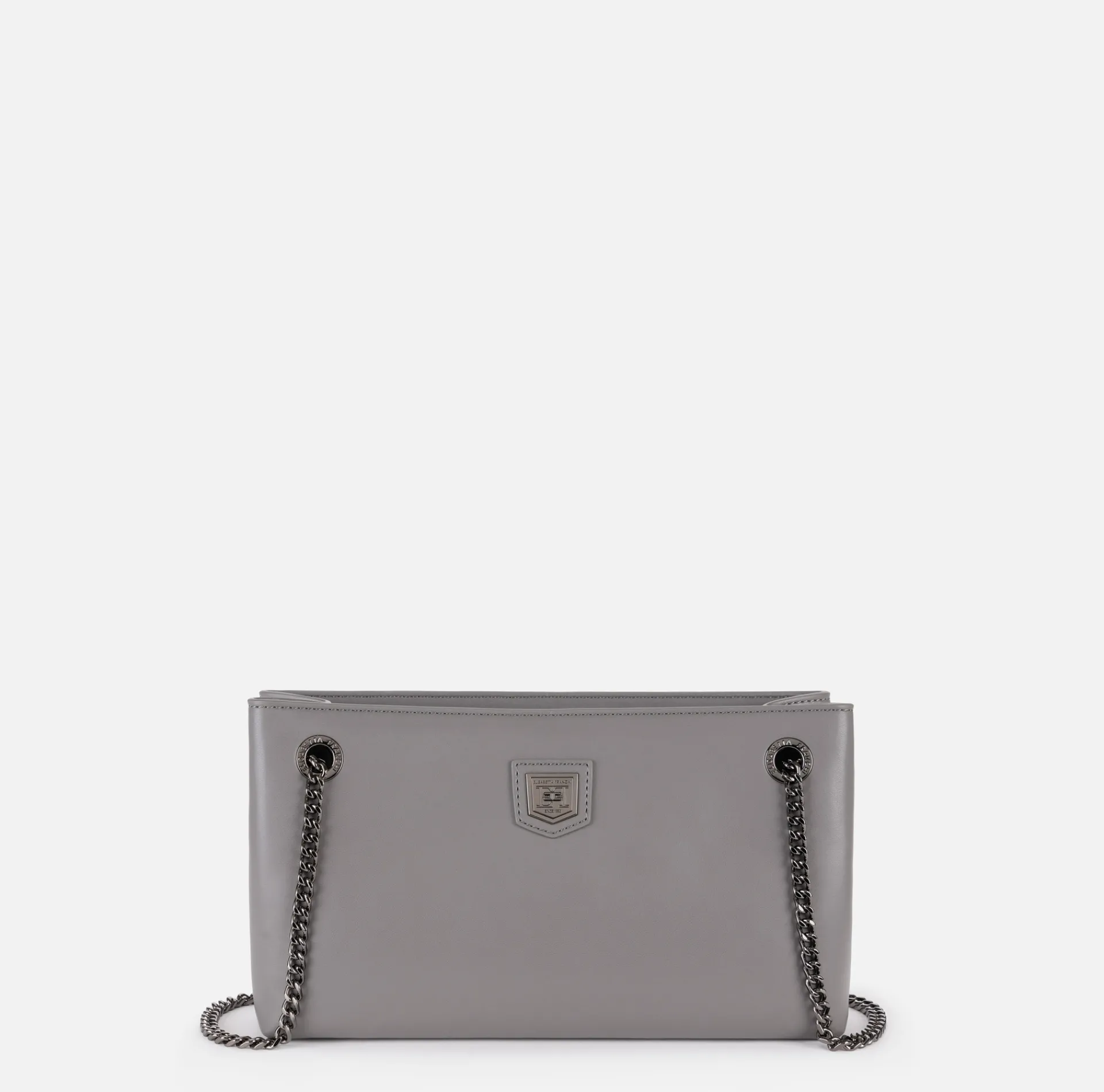 Elisabetta Franchi Shoulder Bags|Shoulder bag with silver metal shield Steel