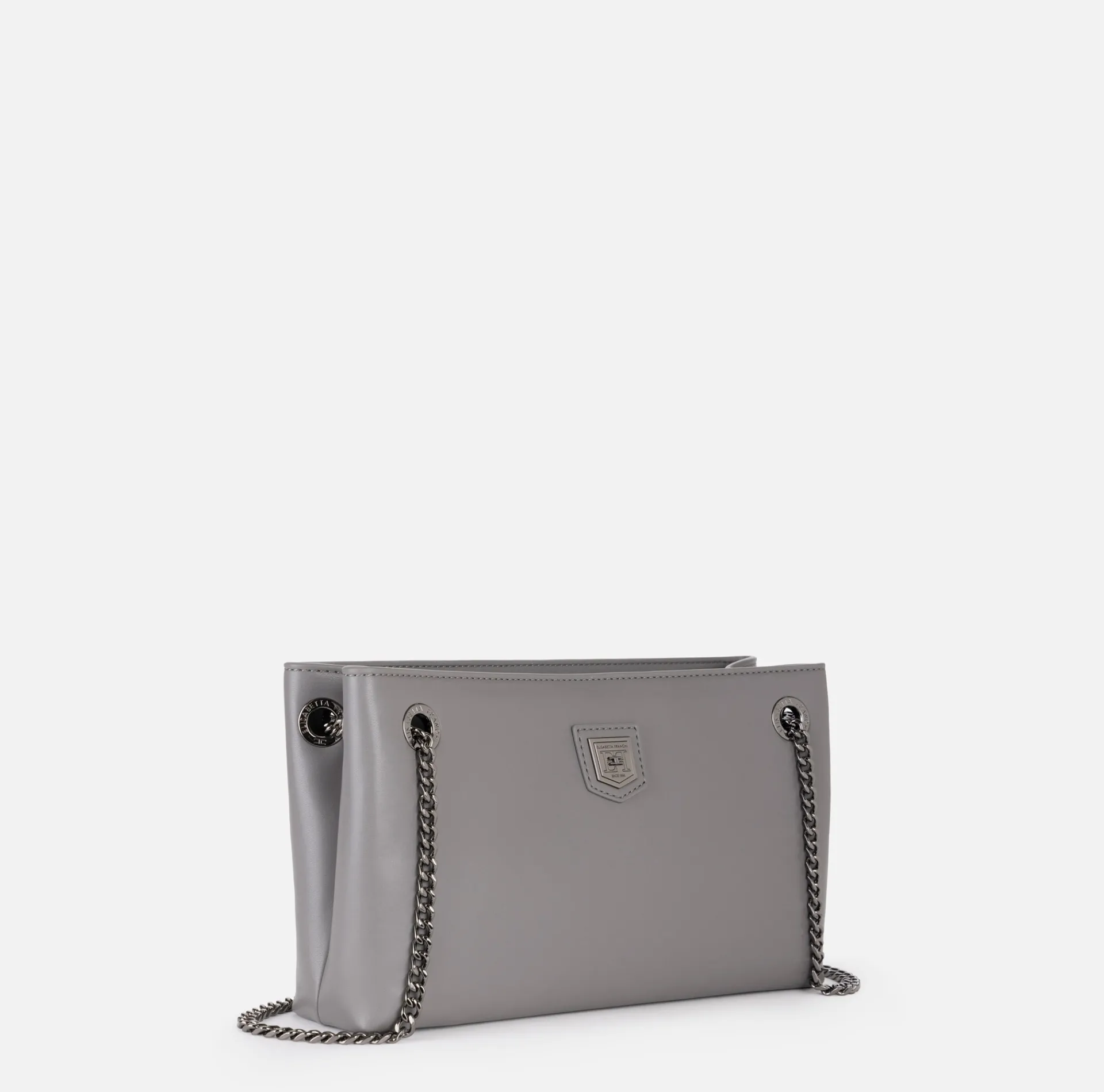 Elisabetta Franchi Shoulder Bags|Shoulder bag with silver metal shield Steel