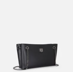 Elisabetta Franchi Shoulder Bags|Shoulder bag with silver metal shield Black