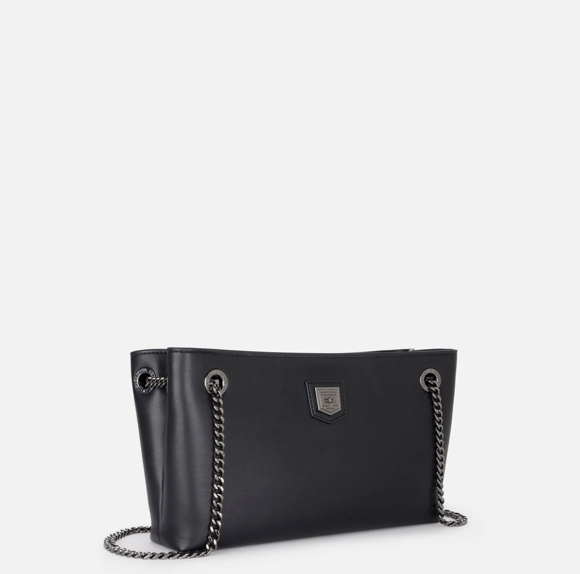 Elisabetta Franchi Shoulder Bags|Shoulder bag with silver metal shield Black