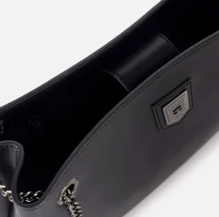 Elisabetta Franchi Shoulder Bags|Shoulder bag with silver metal shield Black