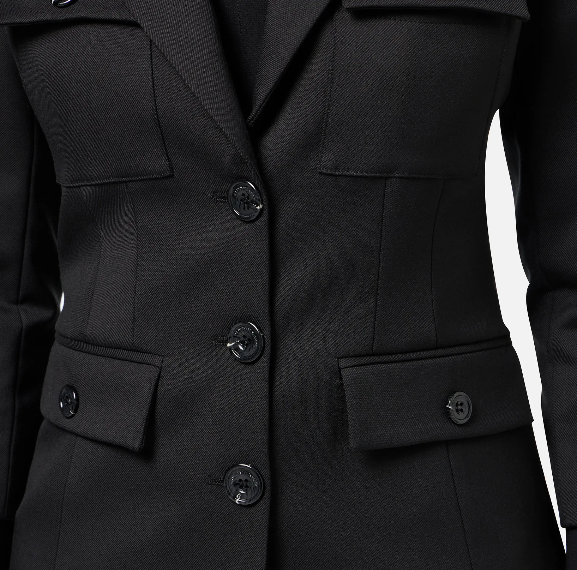 Elisabetta Franchi Jackets And Trench Coats|Single-breasted cool wool jacket with pockets Black