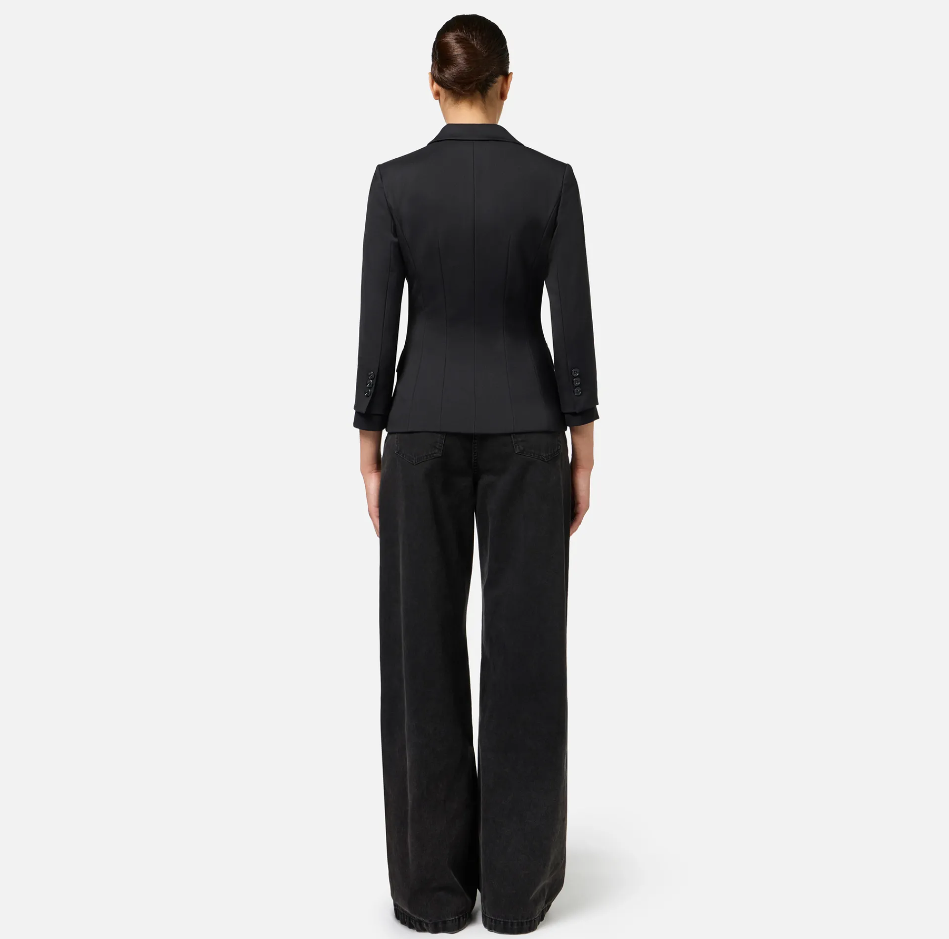 Elisabetta Franchi Jackets And Trench Coats|Single-breasted cool wool jacket with pockets Black