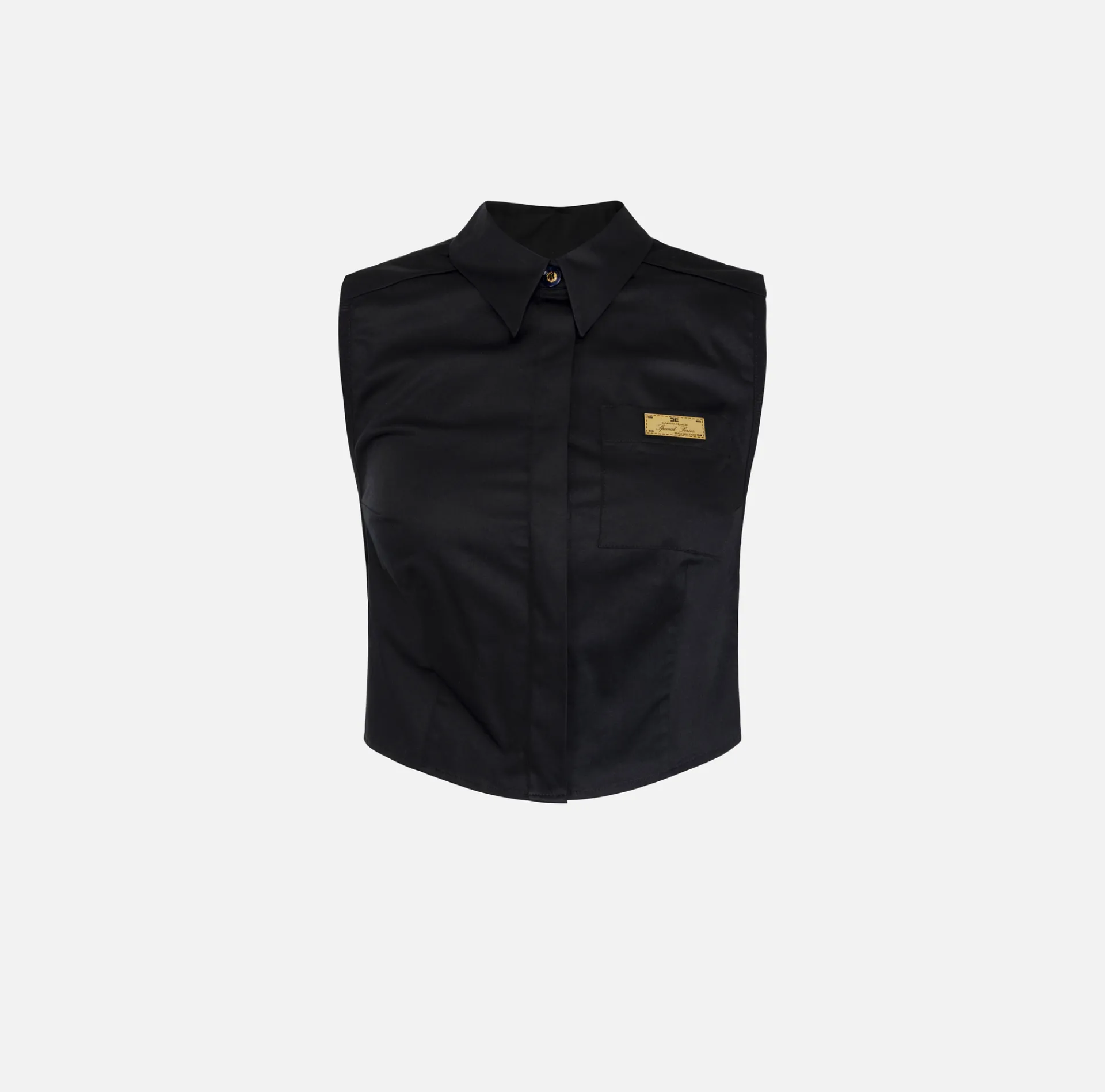Elisabetta Franchi Shirts And Blouses|Sleeveless poplin shirt with logoed elastic features Black