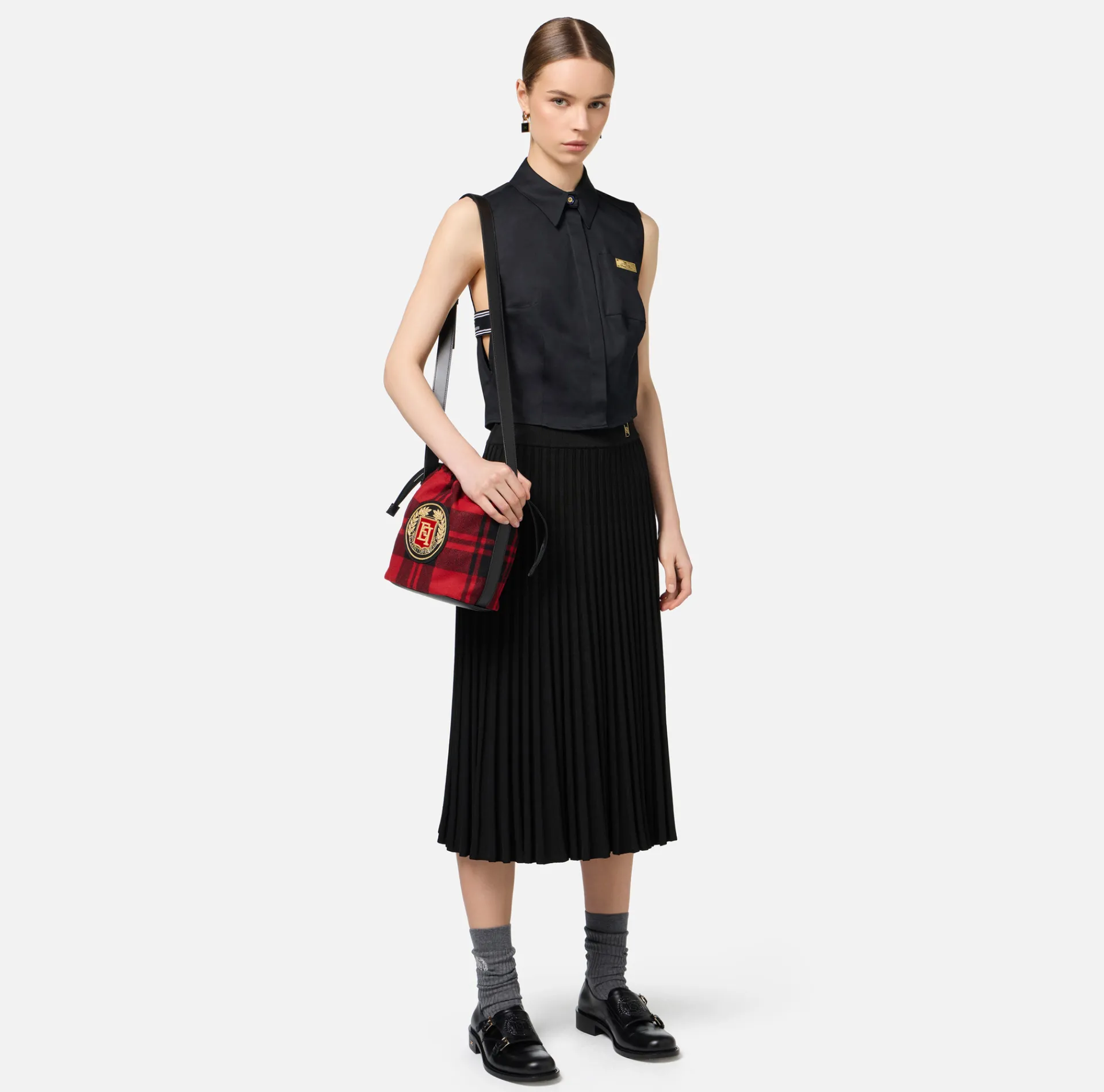 Elisabetta Franchi Shirts And Blouses|Sleeveless poplin shirt with logoed elastic features Black