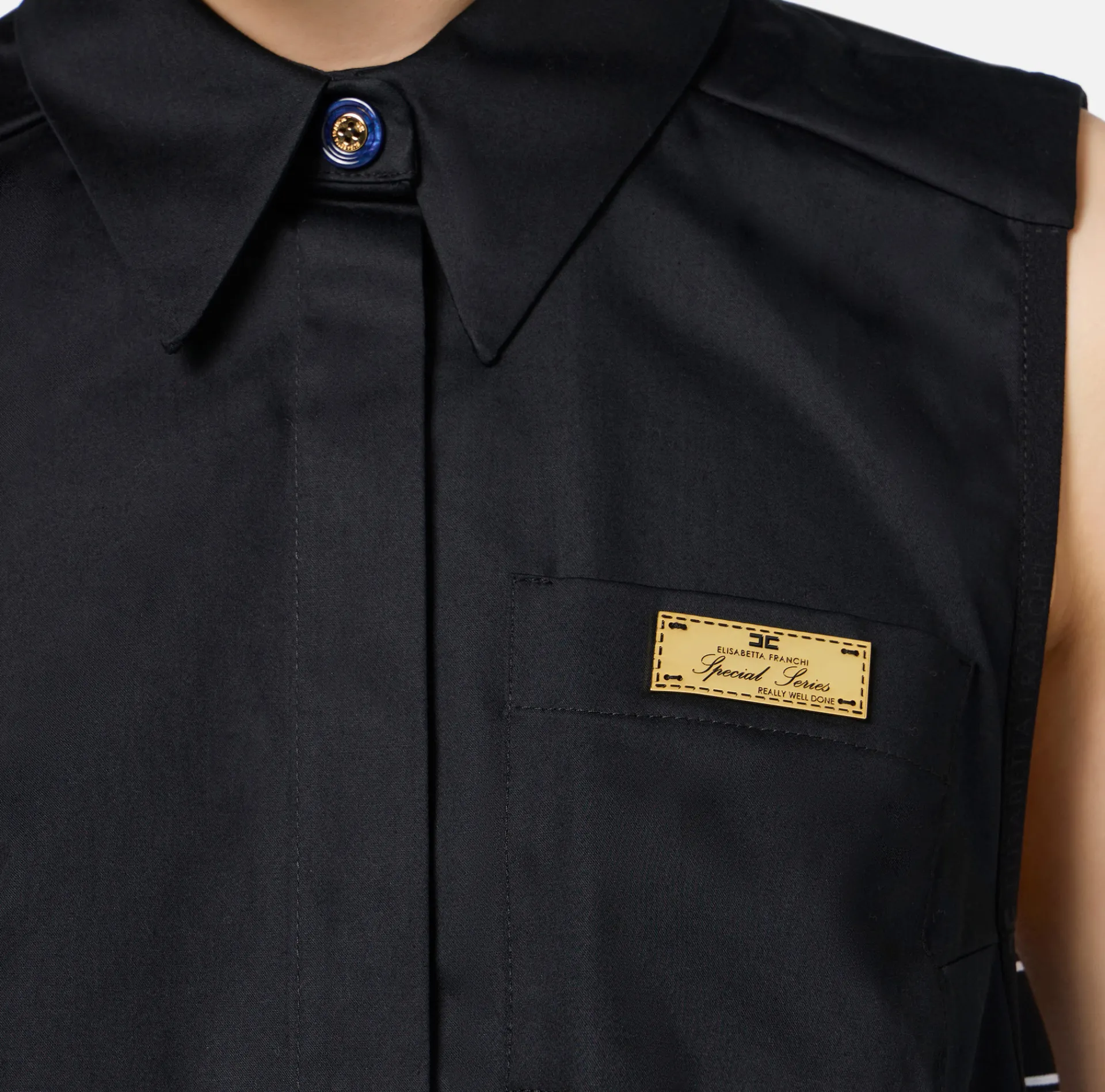 Elisabetta Franchi Shirts And Blouses|Sleeveless poplin shirt with logoed elastic features Black
