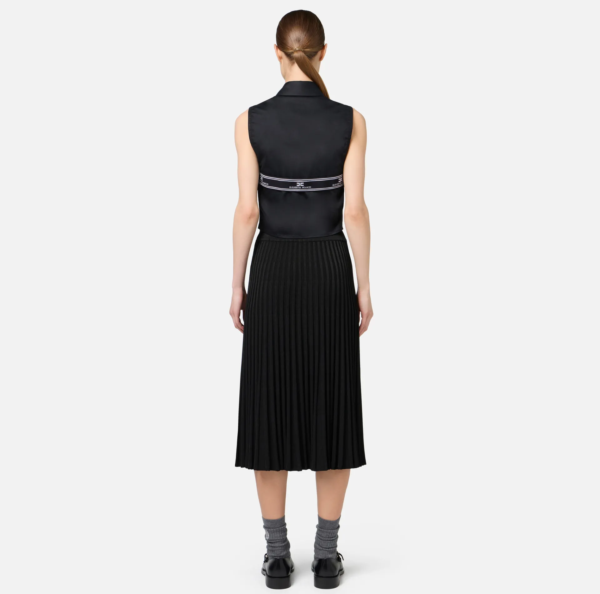 Elisabetta Franchi Shirts And Blouses|Sleeveless poplin shirt with logoed elastic features Black
