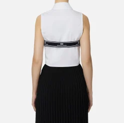 Elisabetta Franchi Shirts And Blouses|Sleeveless poplin shirt with logoed elastic features White