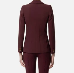 Elisabetta Franchi Jackets And Trench Coats|Tailleur|Slim-fit jacket in stretch crêpe RougeNoir