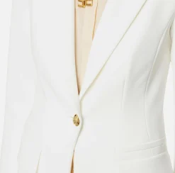 Elisabetta Franchi Jackets And Trench Coats|Tailleur|Slim-fit jacket in stretch crêpe Ivory
