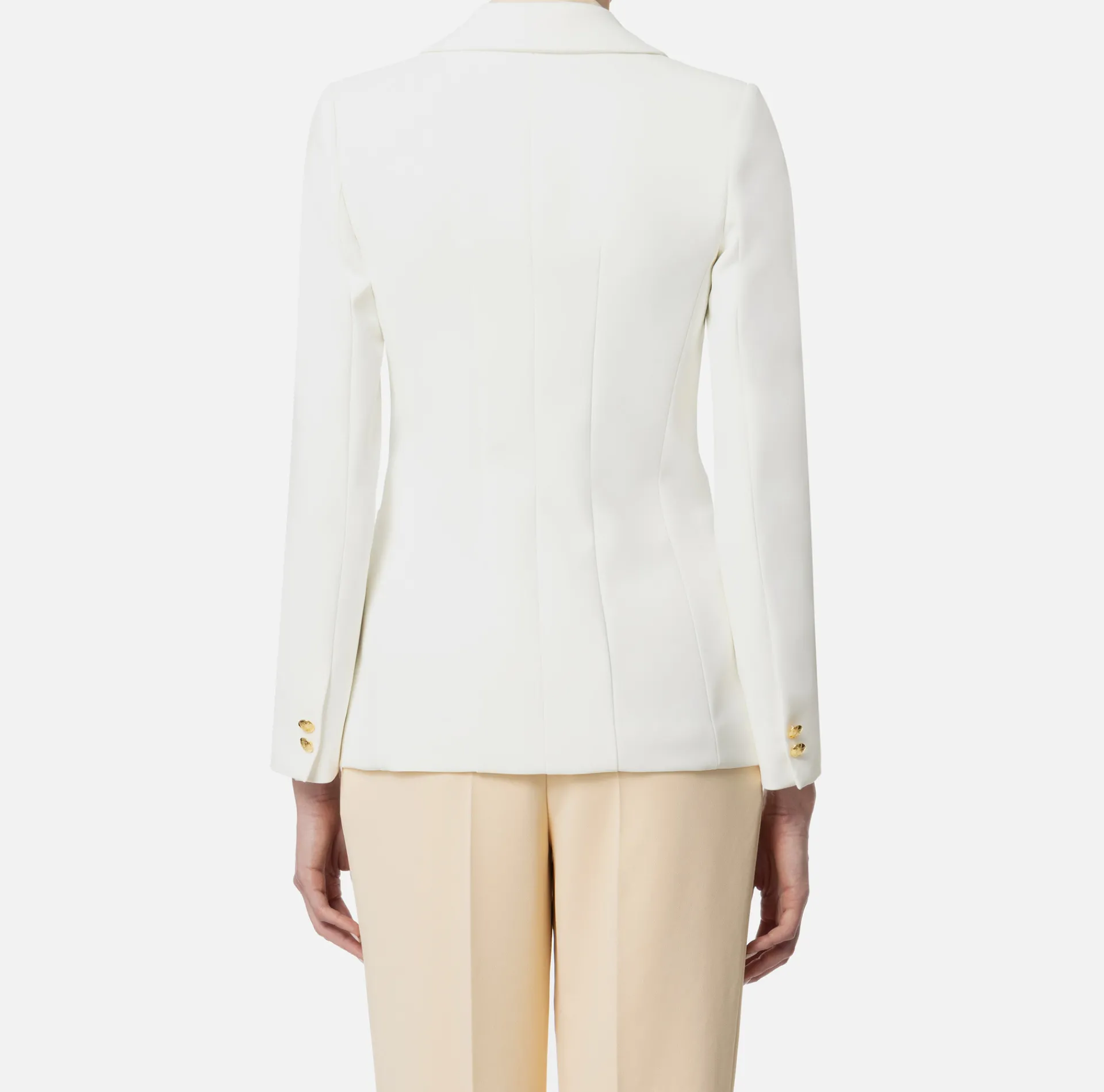 Elisabetta Franchi Jackets And Trench Coats|Tailleur|Slim-fit jacket in stretch crêpe Ivory