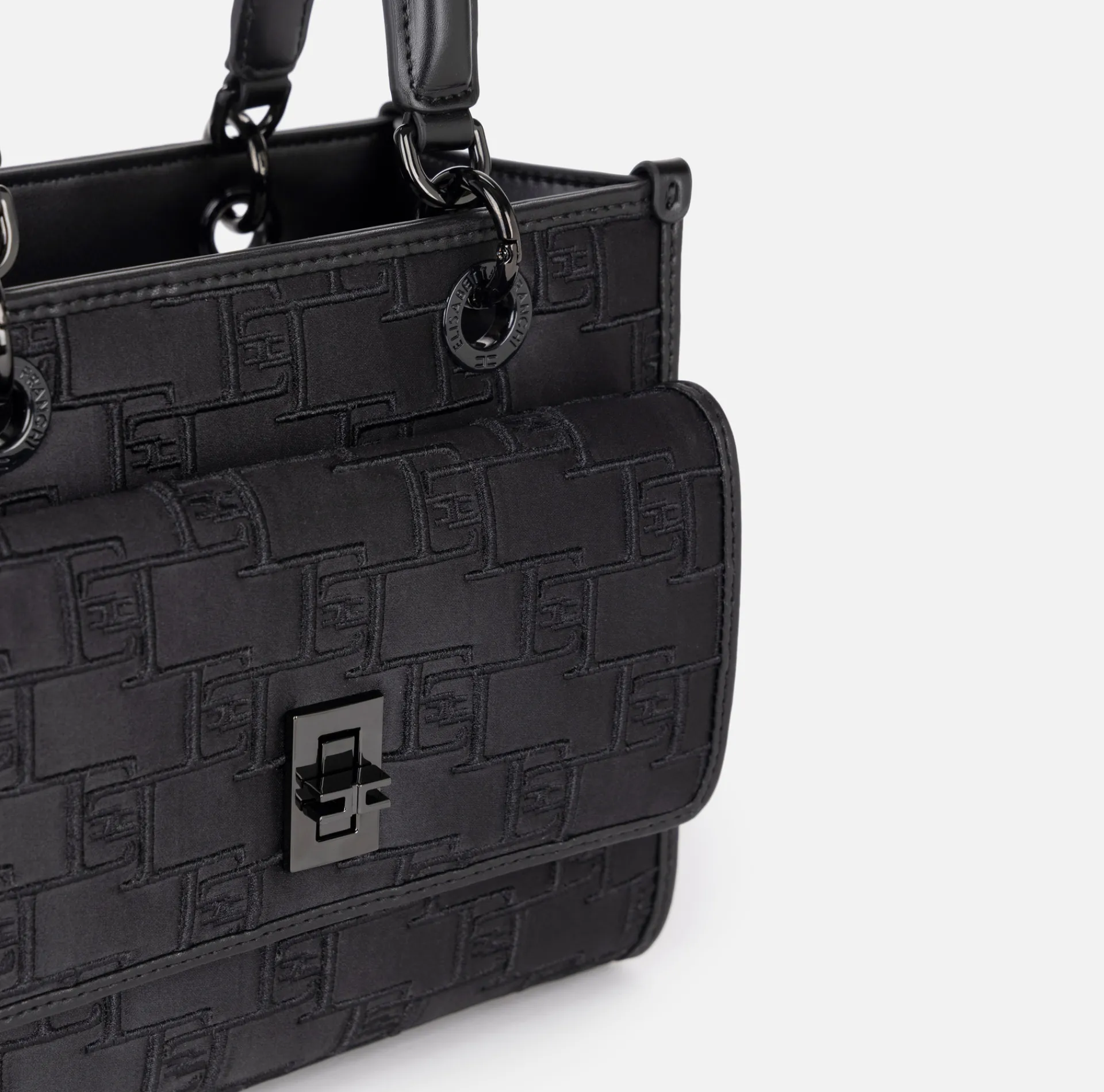 Elisabetta Franchi Handbags|Small handbag with embossed logo Black