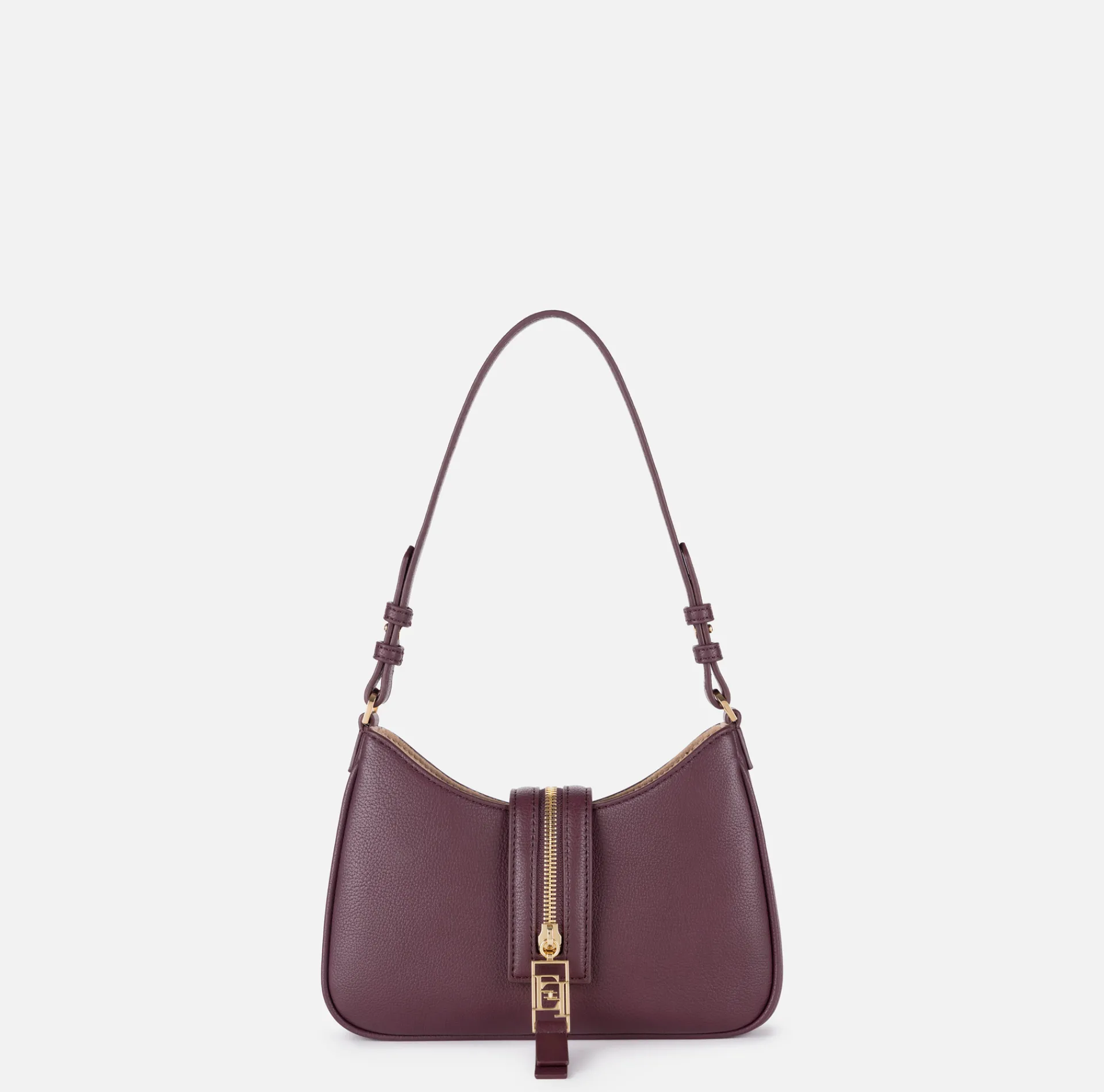Elisabetta Franchi Shoulder Bags|Small hobo bag in leather-effect material with zip RougeNoir