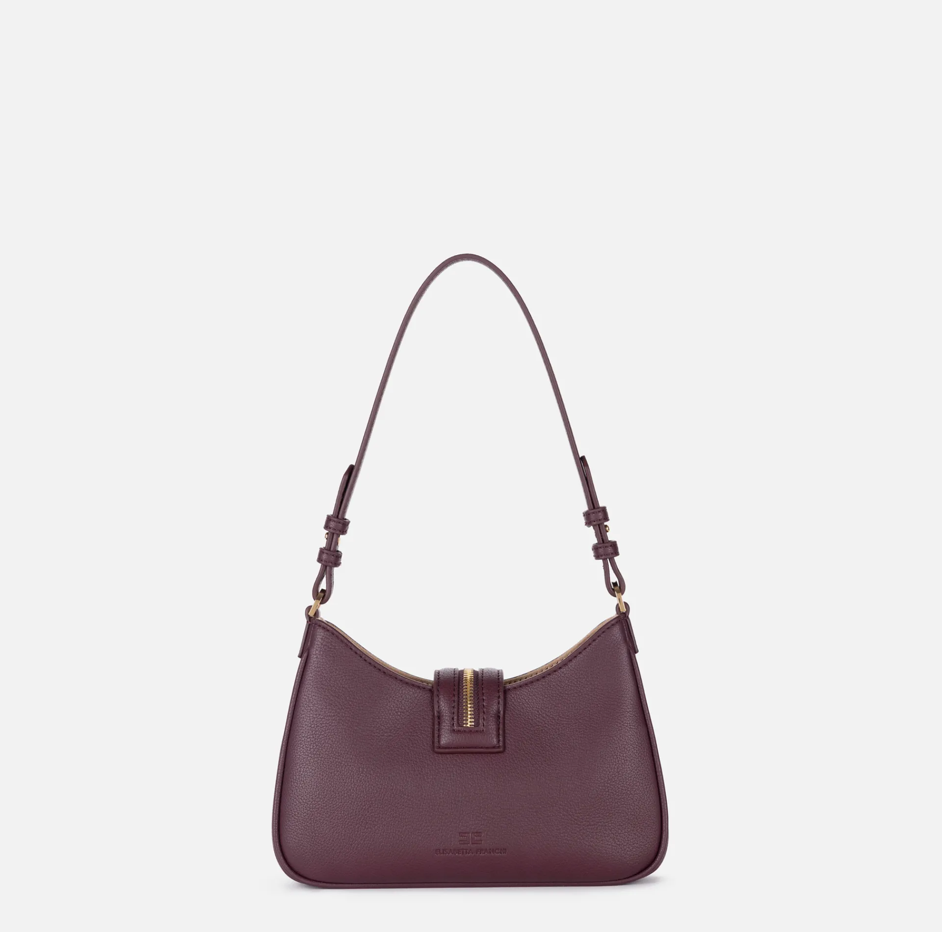 Elisabetta Franchi Shoulder Bags|Small hobo bag in leather-effect material with zip RougeNoir