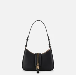 Elisabetta Franchi Shoulder Bags|Small hobo bag in leather-effect material with zip Black