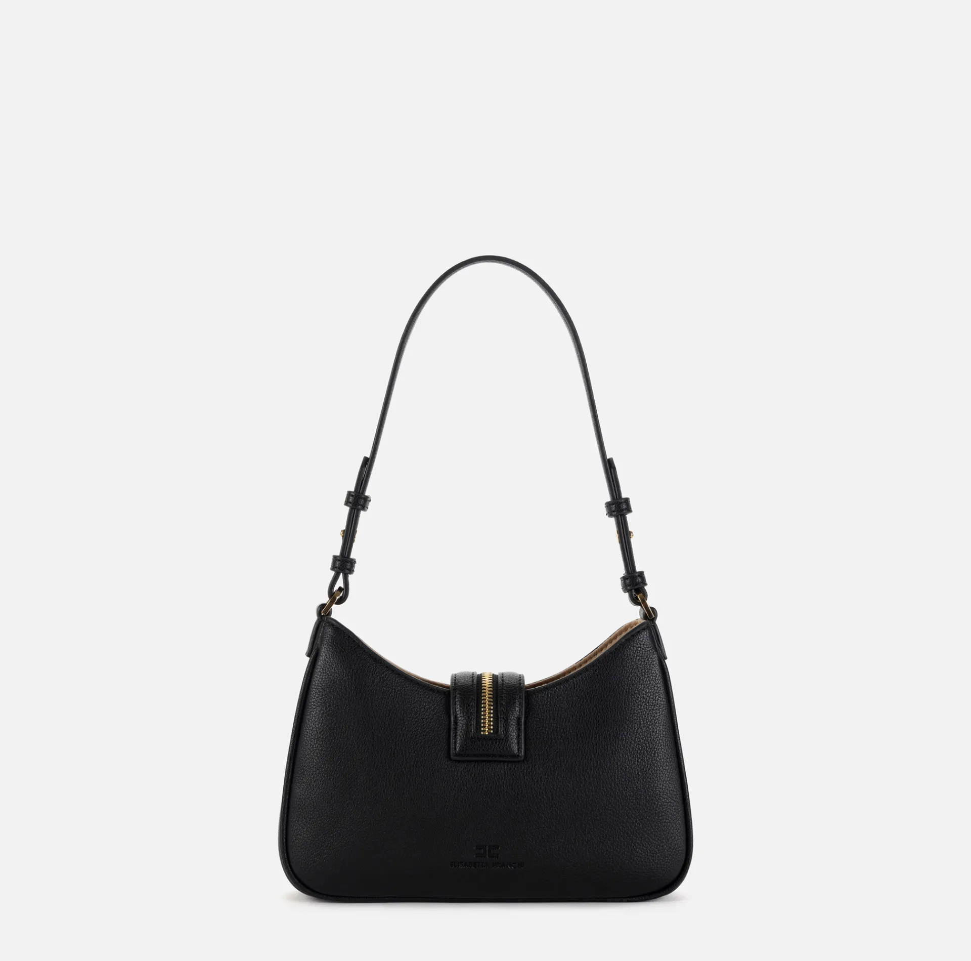 Elisabetta Franchi Shoulder Bags|Small hobo bag in leather-effect material with zip Black