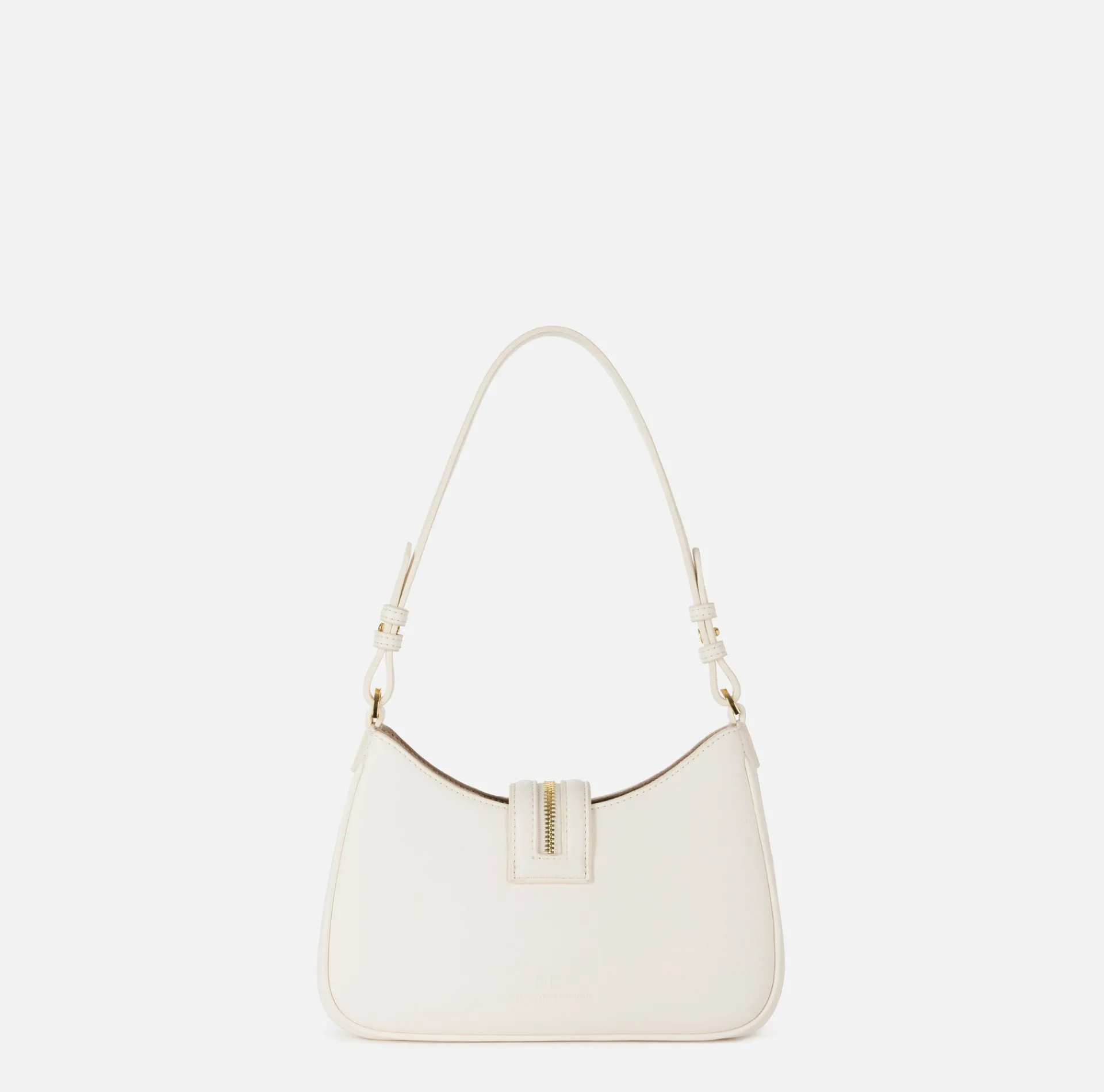 Elisabetta Franchi Shoulder Bags|Small hobo bag in leather-effect material with zip Butter