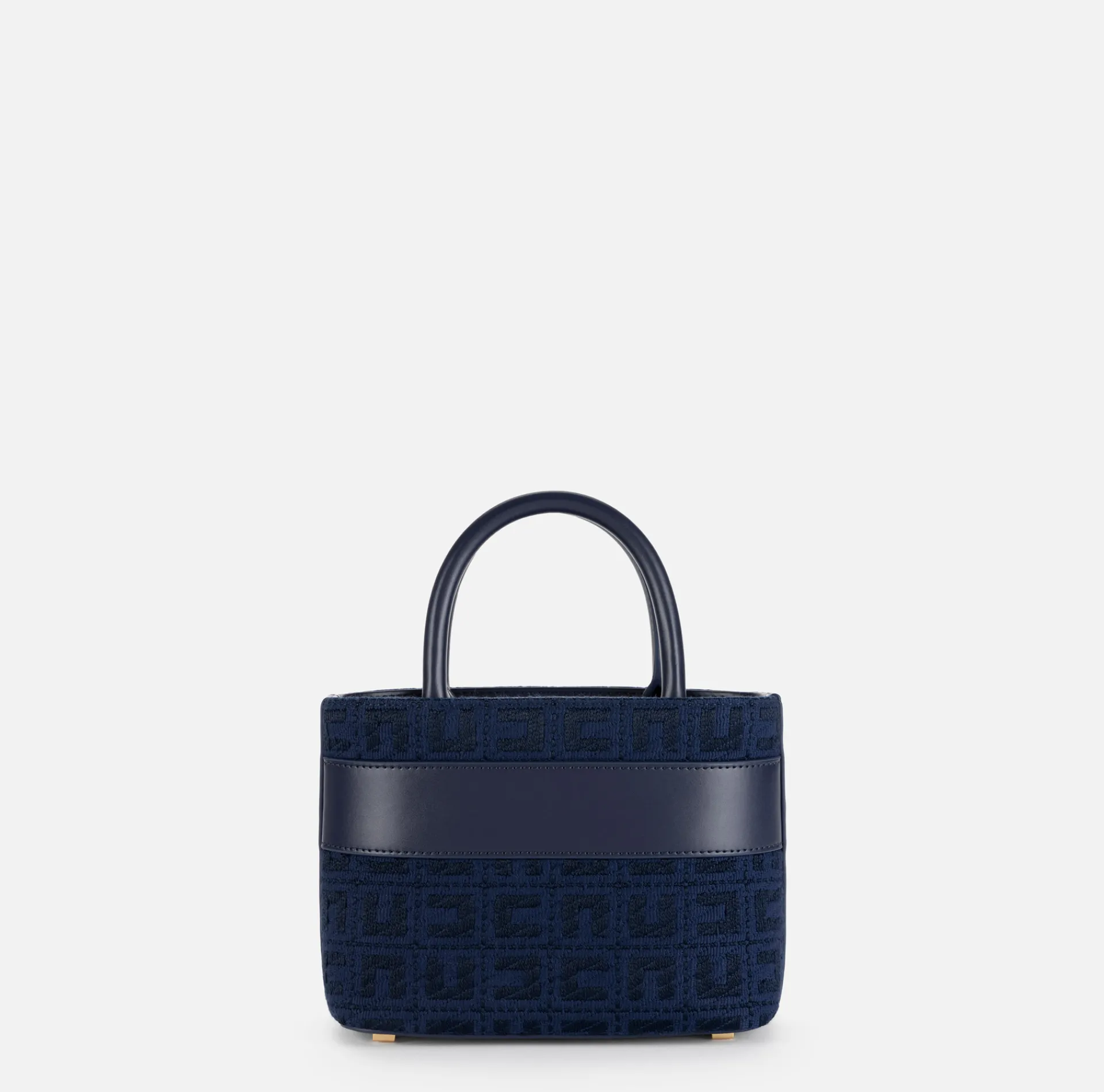 Elisabetta Franchi Handbags|Small shopper bag in jacquard fabric with horsebit Navy
