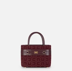 Elisabetta Franchi Handbags|Small shopper bag in jacquard fabric with horsebit RougeNoir