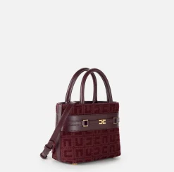 Elisabetta Franchi Handbags|Small shopper bag in jacquard fabric with horsebit RougeNoir