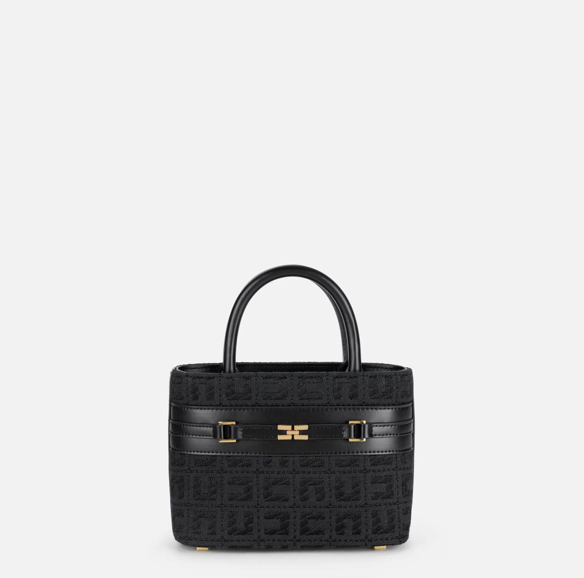 Elisabetta Franchi Handbags|Small shopper bag in jacquard fabric with horsebit Black