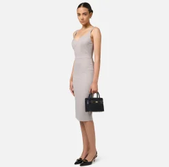Elisabetta Franchi Handbags|Small shopper bag in jacquard fabric with horsebit Black