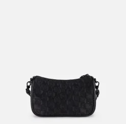 Elisabetta Franchi Shoulder Bags|Small shoulder bag in embroidered satin Black