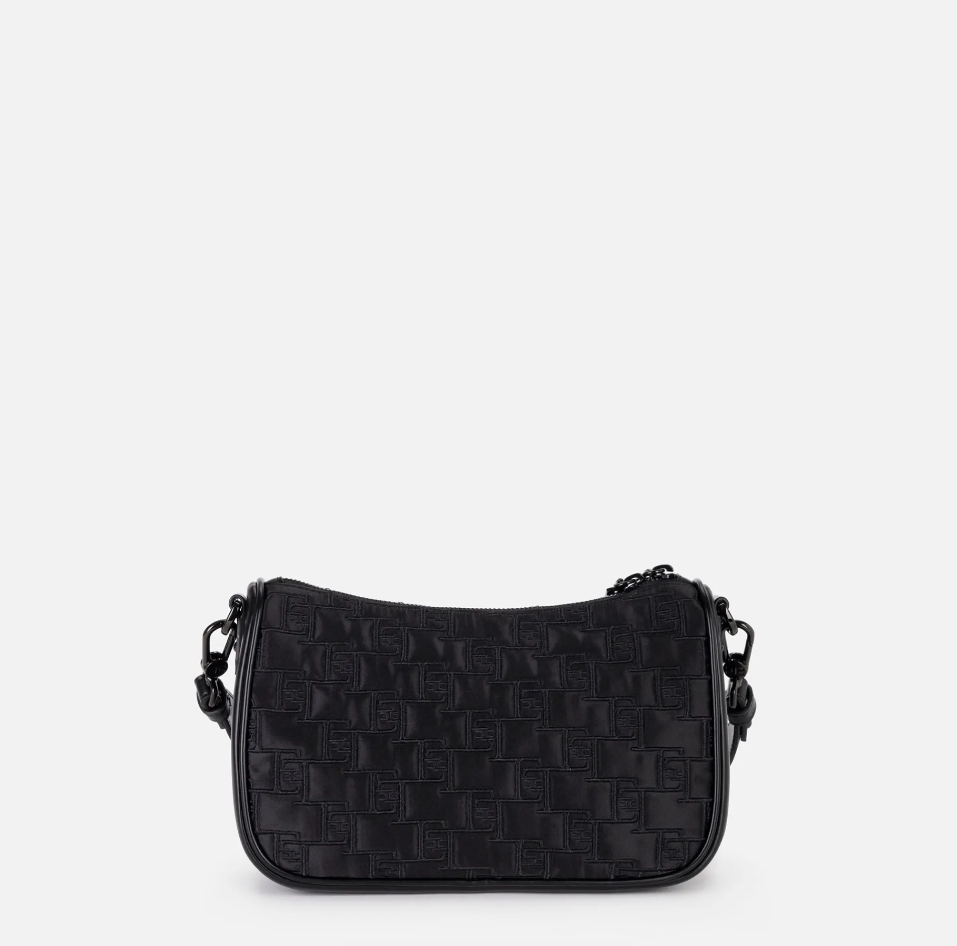 Elisabetta Franchi Shoulder Bags|Small shoulder bag in embroidered satin Black