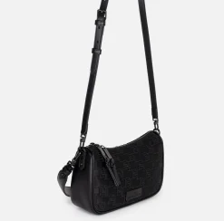 Elisabetta Franchi Shoulder Bags|Small shoulder bag in embroidered satin Black