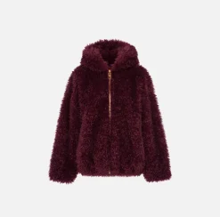 Elisabetta Franchi Coats And Jackets|Soft-effect fabric jacket with hood RougeNoir