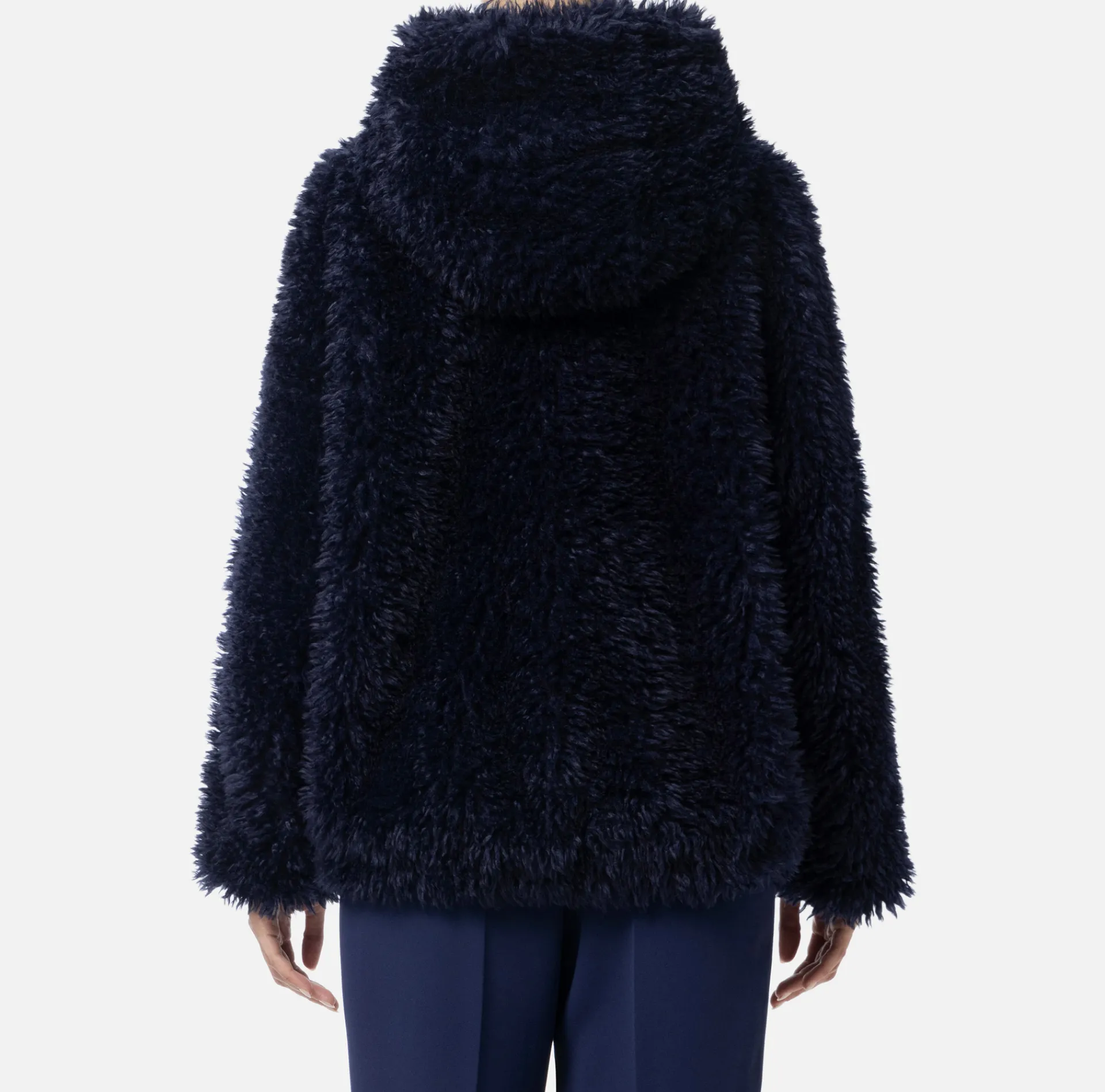 Elisabetta Franchi Coats And Jackets|Soft-effect fabric jacket with hood Navy
