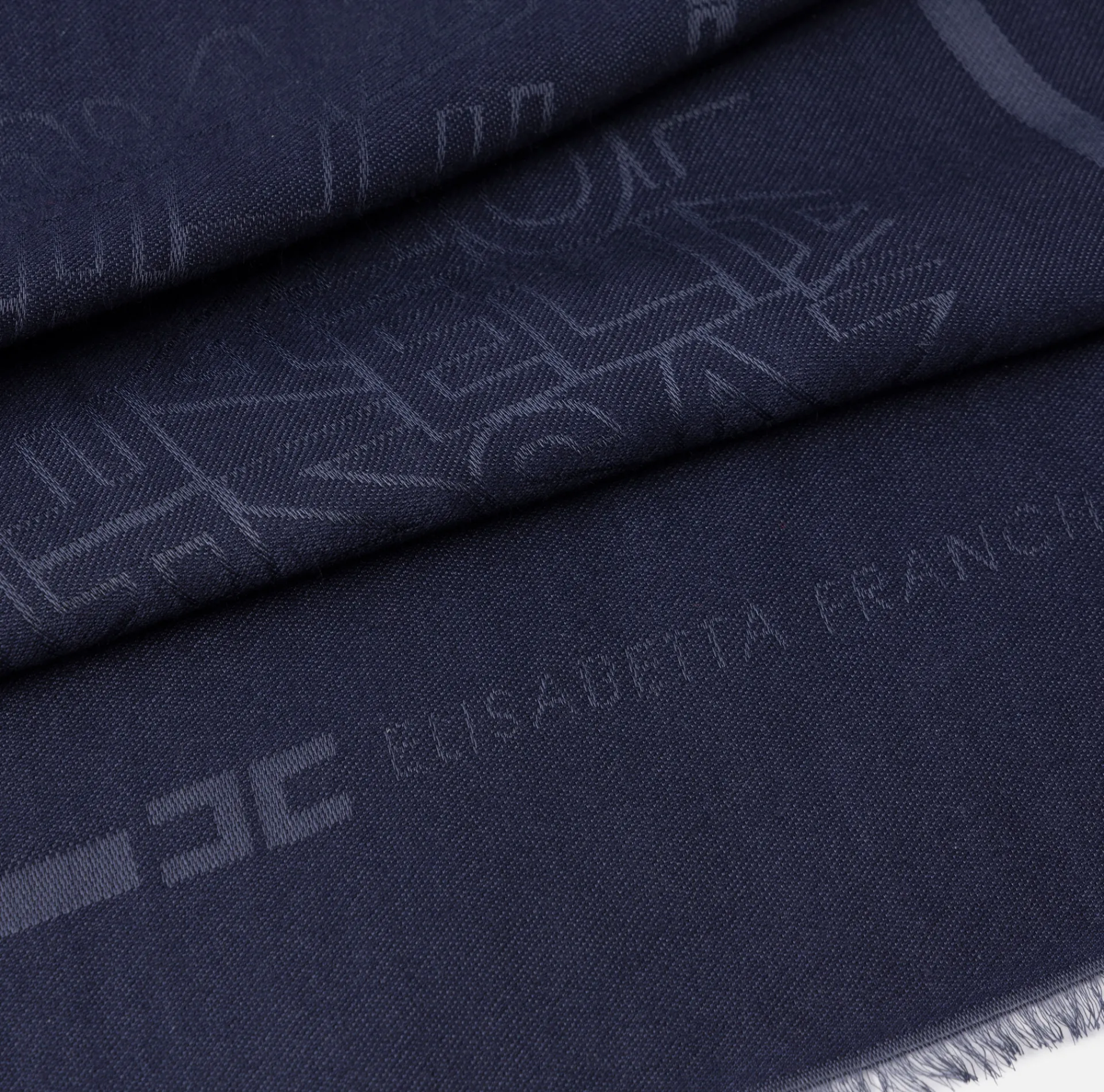 Elisabetta Franchi Scarves|Square viscosa jacquard pashmina scarf with logo lettering Navy