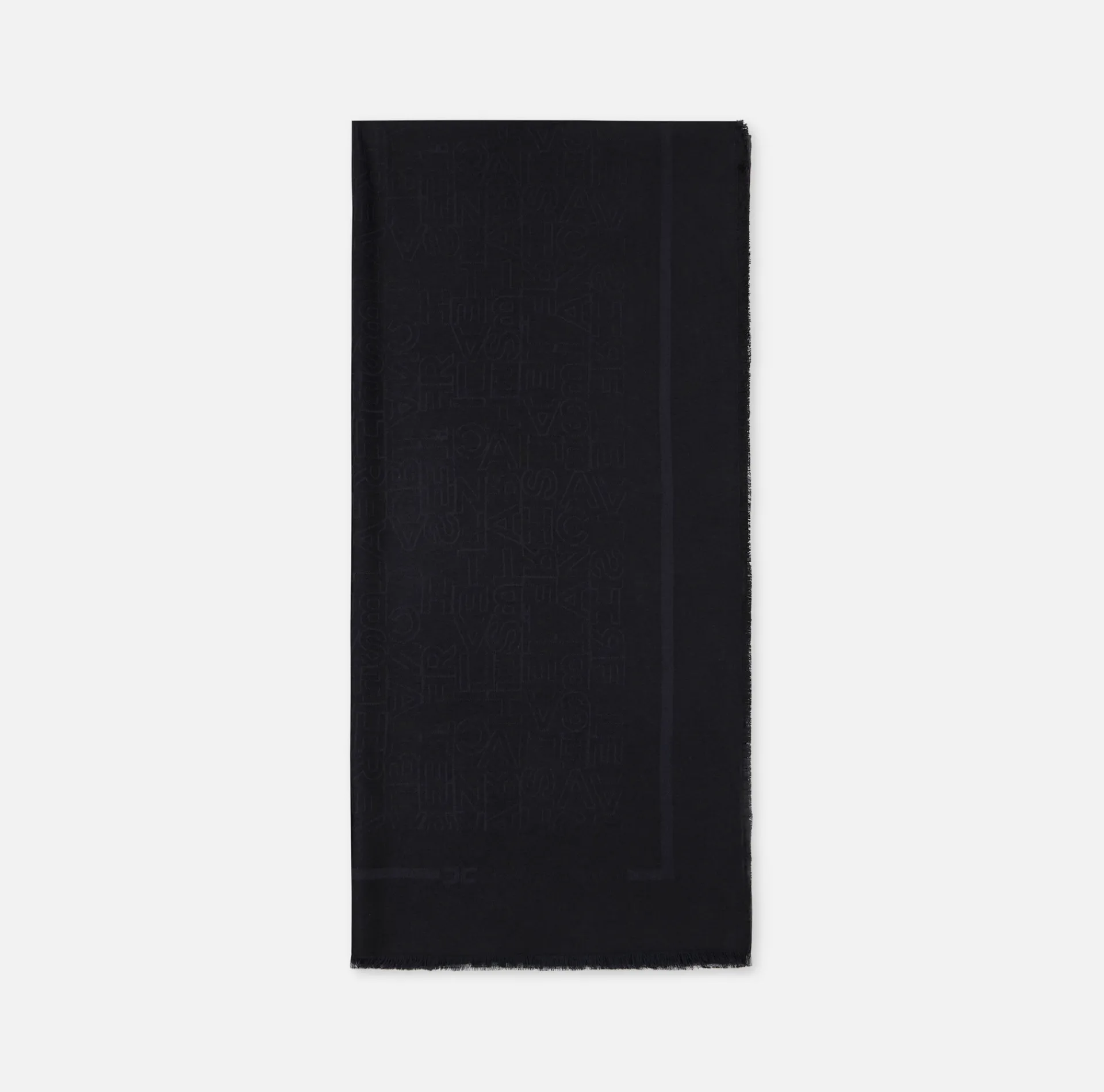 Elisabetta Franchi Scarves|Square viscosa jacquard pashmina scarf with logo lettering Black