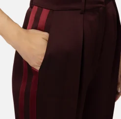 Elisabetta Franchi Tailleur|Trousers And Shorts|Straight enver satin trousers with satin bands RougeNoir