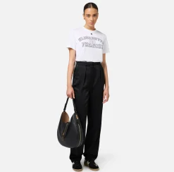 Elisabetta Franchi Tailleur|Trousers And Shorts|Straight enver satin trousers with satin bands Black