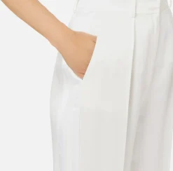 Elisabetta Franchi Tailleur|Trousers And Shorts|Straight enver satin trousers with satin bands Ivory