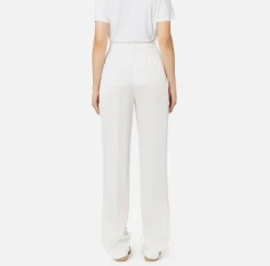Elisabetta Franchi Tailleur|Trousers And Shorts|Straight enver satin trousers with satin bands Ivory