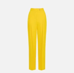 Elisabetta Franchi Trousers And Shorts|Straight enver satin trousers with double darts Mimosa