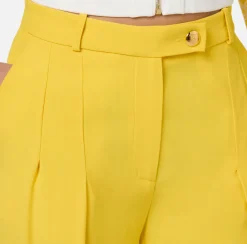 Elisabetta Franchi Trousers And Shorts|Straight enver satin trousers with double darts Mimosa