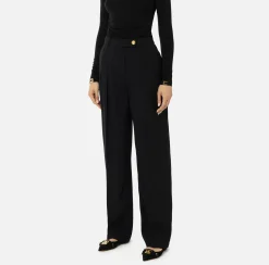 Elisabetta Franchi Trousers And Shorts|Straight enver satin trousers with double darts Black
