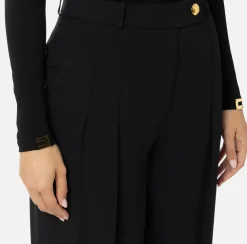 Elisabetta Franchi Trousers And Shorts|Straight enver satin trousers with double darts Black
